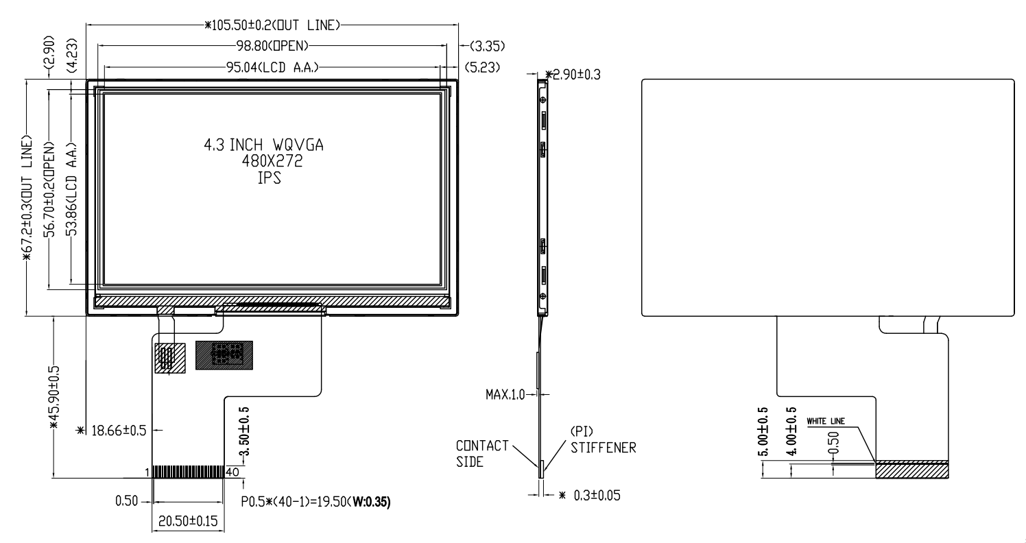 4.3inch tft lcd display with SPI interface